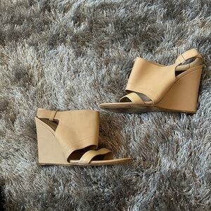 Vince Tan Leather Wedge Sandal